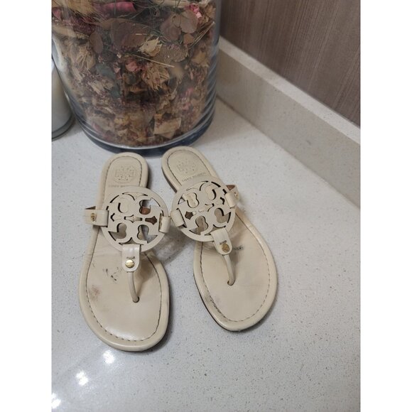 Tory Burch Shoes - Tory Burch 'Miller' Flip Flops Ivory Leather Sandal Size 6.5 M